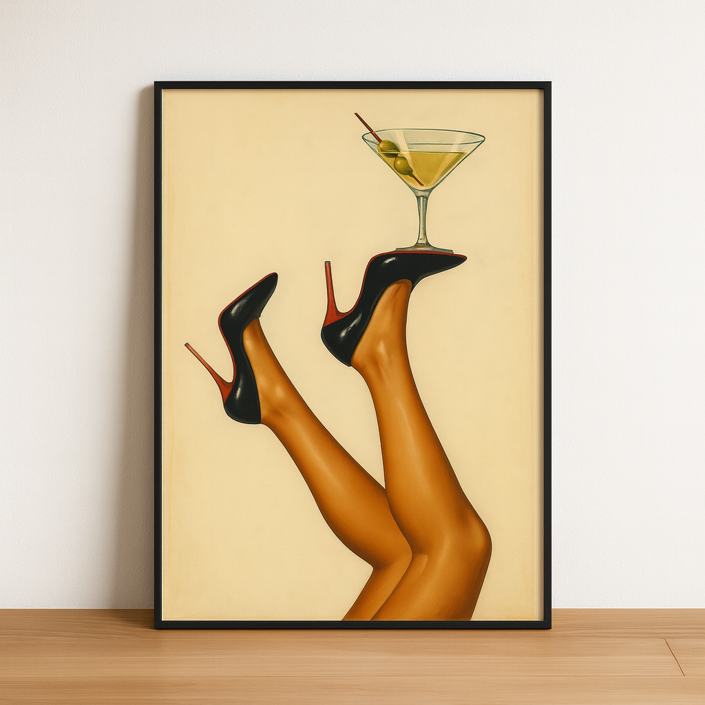 Plakat High Heels Dirty Martini – glamour cocktail, stylowa dekoracja dla kobiet
