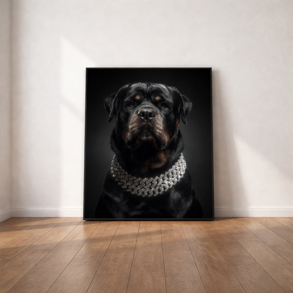 Plakat Rottweiler Royal – street luxury, monumentalny pies, dekoracja ścienna