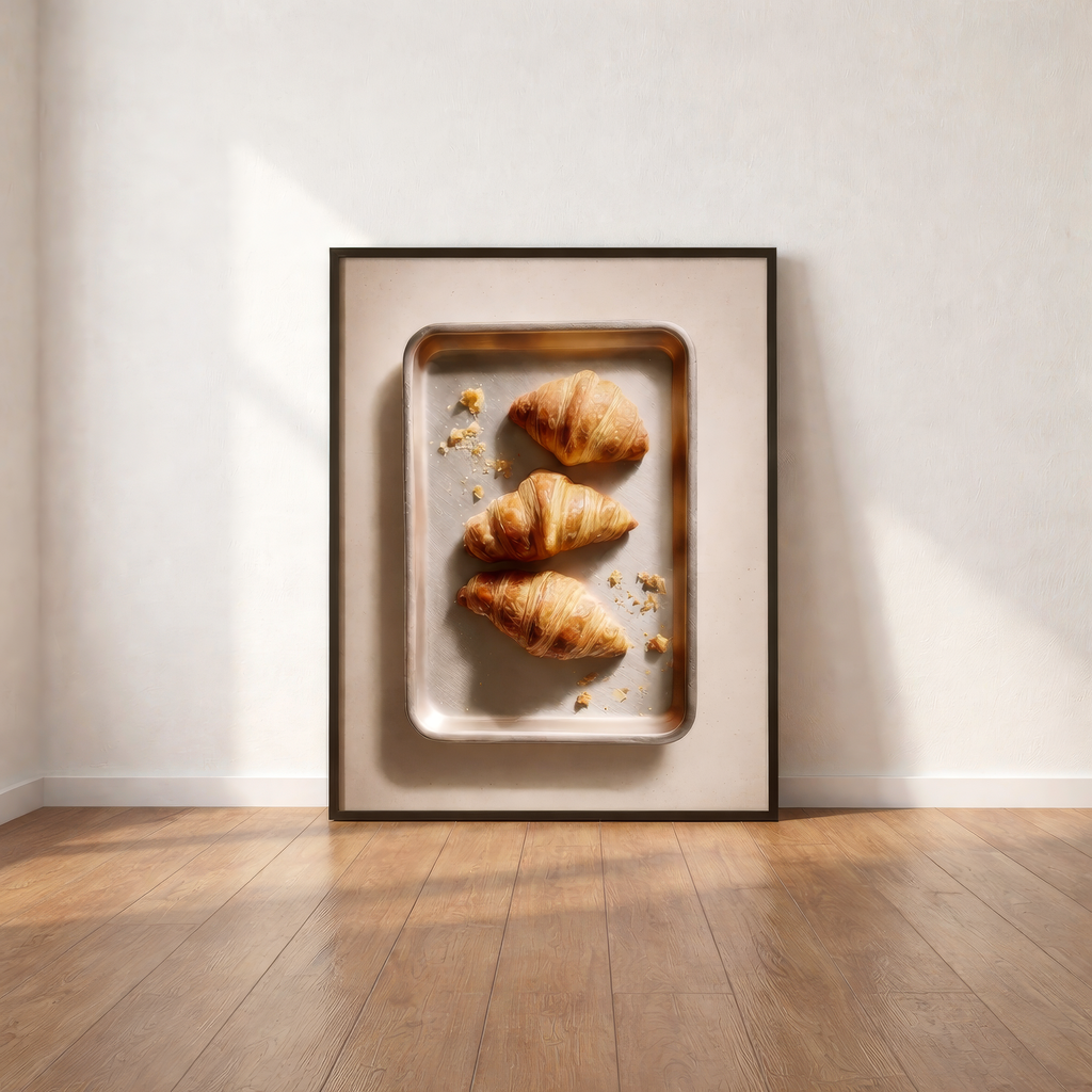 Plakat Morning Croissants – paryski klimat, dekoracja do kuchni lub jadalni